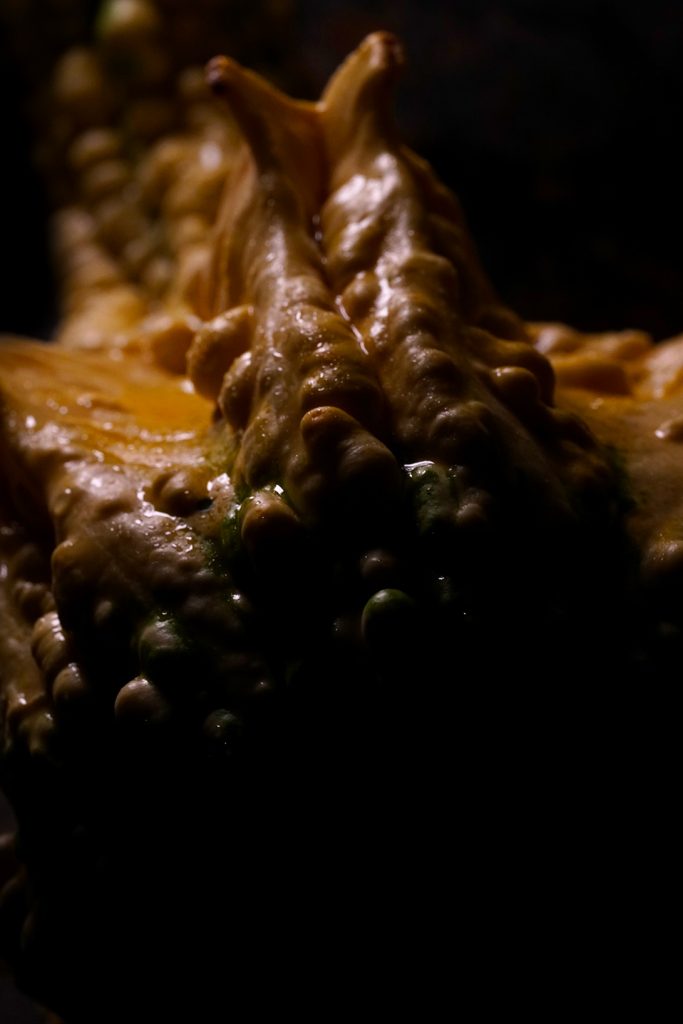 Photographie artistique Eyedoll – forme organique difforme baignée de clair-obscur, texture lumineuse inspirée du folklore païen d’Halloween et de Samhain.