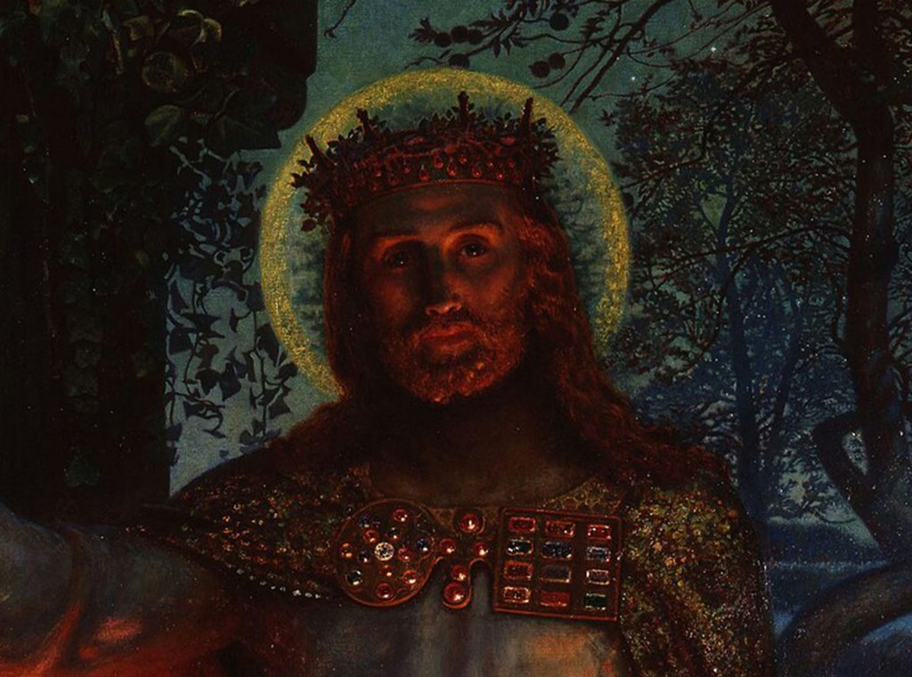 Détail du visage du Christ et de son halo dans The Light of the World de William Holman Hunt
